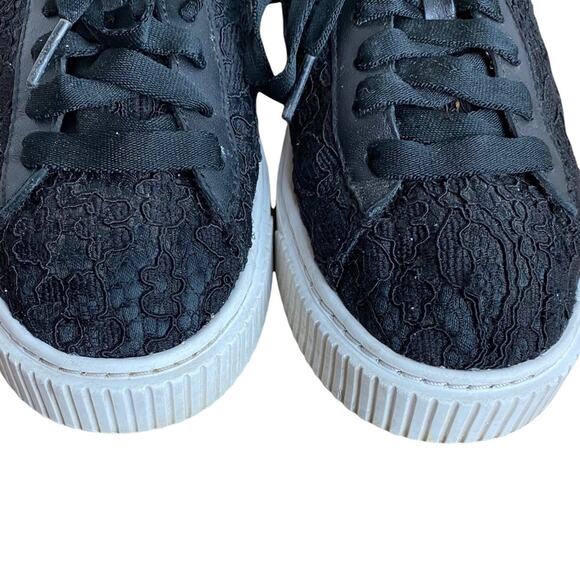 Puma Basket Classic Floral Lace Lace Up Platform Sneakers Sz 8 Black - Picture 10 of 10
